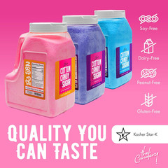 Cotton Candy Floss Sugar 6lbs 96oz jars- 3 Pack Strawberry, Raspberry Blue and G