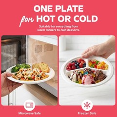 GUSTO 100% Compostable Sugarcane Paper Plates, Heavy Duty, Eco-Friendly, Biod…