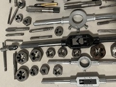 Lot of 90+ Assorted Machinist Tap & Die Assorted Sizes HS HSS & Handles