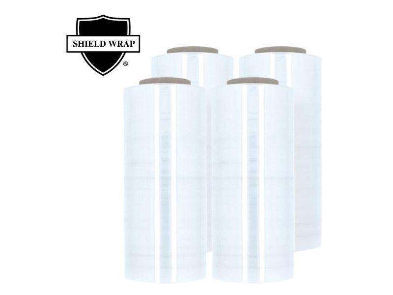 4 Rolls 15″ x 1476′ (30 Gauge) Pre-Stretch Shrink Wrap Plastic Hand Film Clear