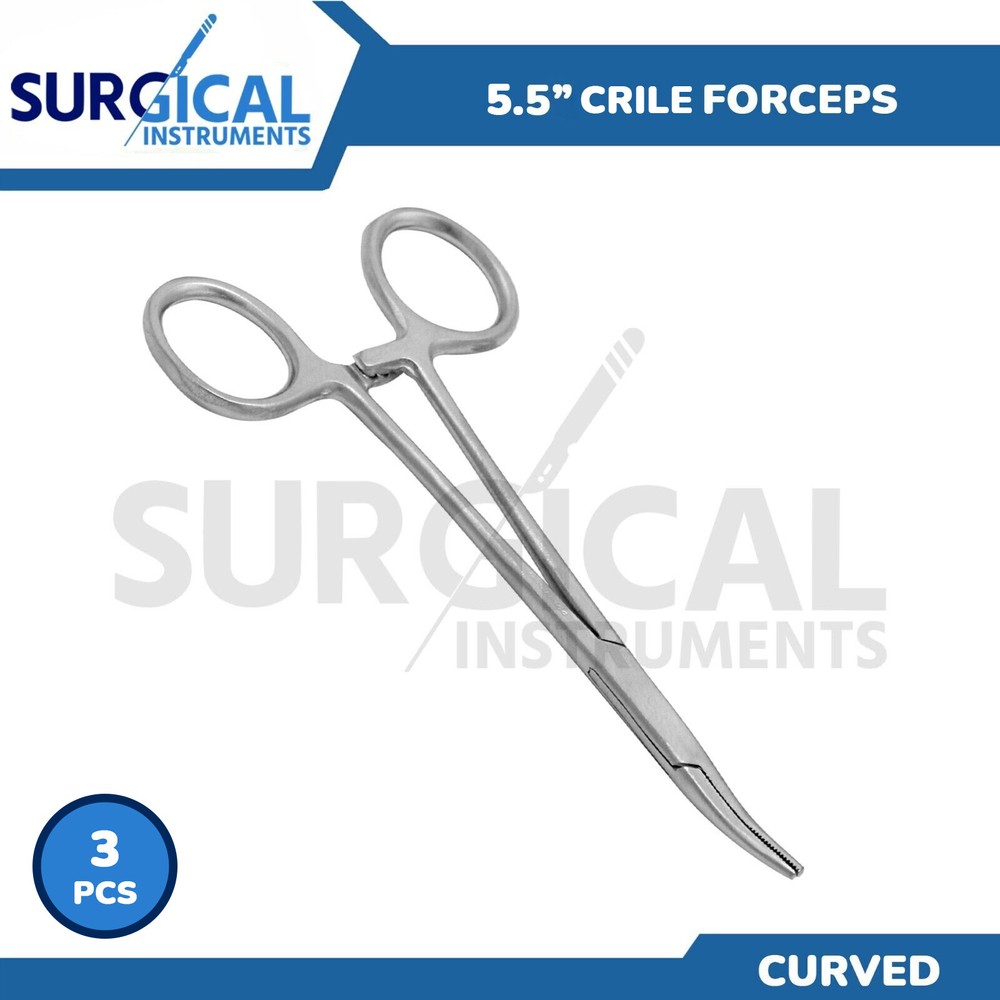 3 Crile Hemostat Forceps 5.50″ Curved OR GRADE