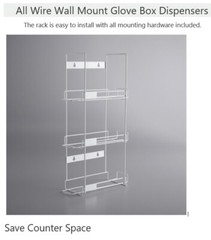 3-Tier Design Glove Box Holder White Wire Wall-Mount Saves Counter Space