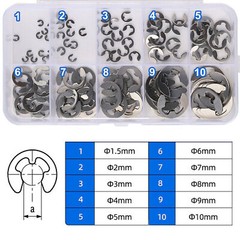 120X Assorted M1.5 – M10 Stainless E Clips C Circlip Kit Retaining Snap Ring Set