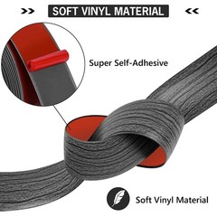 5Ft Floor Transition Strip Self Adhesive Vinyl Cover 5cm, 5Ft, Gray