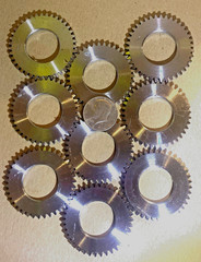 Gears 2.25 x 1/8″ Steel Pieces For Art or cool washers 1 1/8″center hole 9pc Lot