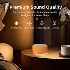 Kipcush White Noise Machine for Baby & Adults, 30 Standard, Angel V3 Orange