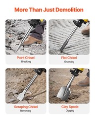 Demolition Jack Hammer Concrete Breaker 2200W Electric Hammer 4 Chisel Bit