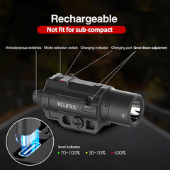 1500Lm Slidable Pistol Light and Green Beam Combo with Strobe/Momentary, Recharg