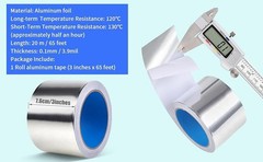 Aluminum Foil Tape 2″ x 65ft | 3.9 Mil High-Temp HVAC Tape for Ductwork & Vents*