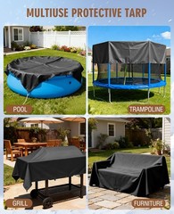 HIRALIY 20 Mil Heavy Duty Waterproof Tarp, 10x10ft Black Tarpaulin with Reinf…