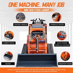 Upgraded 24HP Mini Skid Steer Loader 2-Cylinder Air Cooled Engine 3 Pump CE