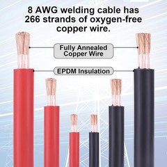 8 Gauge Battery Cable, 15FT Red + 15FT Black 8 AWG Welding Cable, Stranded Ox…