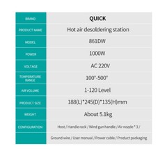1000W quick 861dw professional hot air gun,quick 861 intelligent rework station