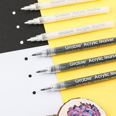 Black & White Extra Fine Tip Acrylic Paint Marker Set, 6 Pack, 0.7mm Acrylic