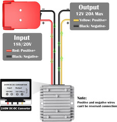 18V to 12V Step down Converter for Milwaukee M18 Battery, DC Voltage Reducer Tra