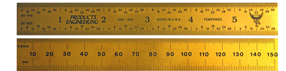 6″ TiN Coated English/Metric Rigid Rule Ultra High Contrast, 3/4″ Wide