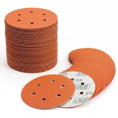 50 PCS 6 Inch 6 Hole Ceramic Sanding Discs P80 Grit, Hook and Loop Orbital