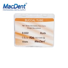 50 Sets MacDent Dental Orthodontic Sgl Buccal Tube Roth.022 1st Molar Non-Conv