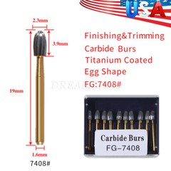 10Pcs Dental Tungsten Carbide Burs Trimming & Finishing Egg Football Bur FG 7408