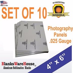 4″ x 6″ Aluminum, sublimation, Photo Sheets, photo panels, .025″ / 10 PC**