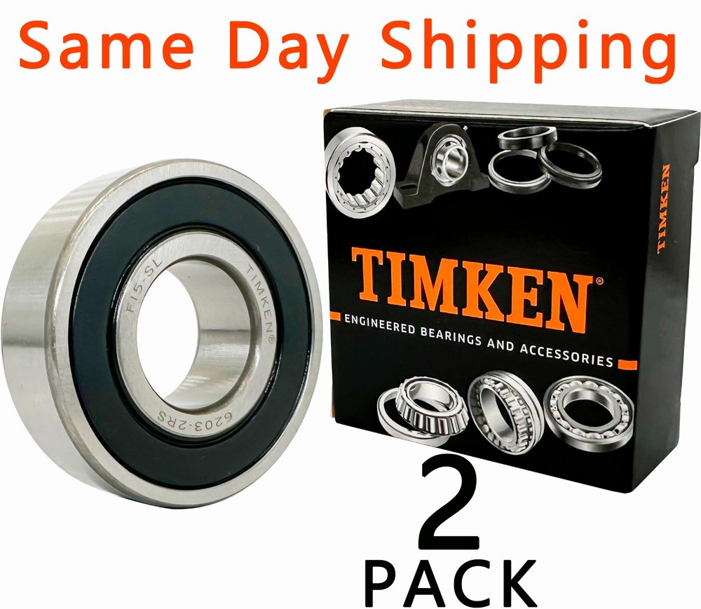 2PACK TIMKEN 6203-2RS 17X40X12MM Double Rubber Sealed Bearings Same Day Shipping