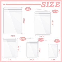 Spakon 160 Pcs Clear PVC Jewelry Bags 5 Sizes Plastic Transparent Zipper Jewelry