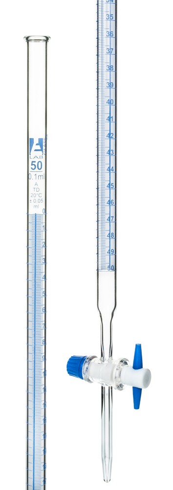 50ml Shellbach Glass Burette – Class A – PTFE Stopcock – Eisco Labs