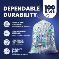 Plasticplace 32-33 Gallon Recycling 0.9 Mil Drawstring Garbage Can 33 X 38 100