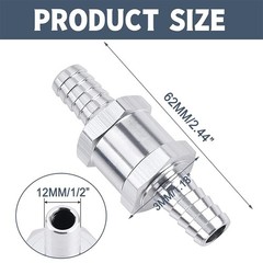 2pcs 12mm 1/2″ Fuel Non-Return One Way Check Valve Petrol Diesel Oil Aluminum