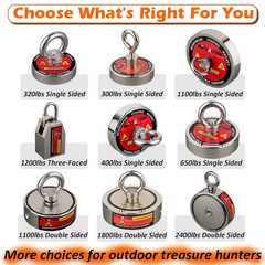 Three Sides Fishing Magnet Kit Strong Powerful Combined 1200Lb, Super Strong Neo