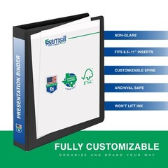 Samsill 4 Pack 2 Inch Black Three Ring Binder Durable Customizable Storage Bi…