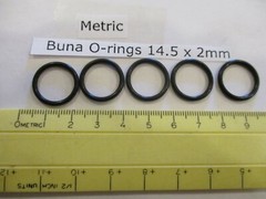 14.5mm ID x 18.5mm OD x 2mm thick O-ring. Buna-70. Quan 5.