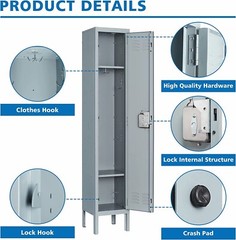 Metal Lockers Storage Cabinet w/Lock Door for Office School Gym Hotel Employees