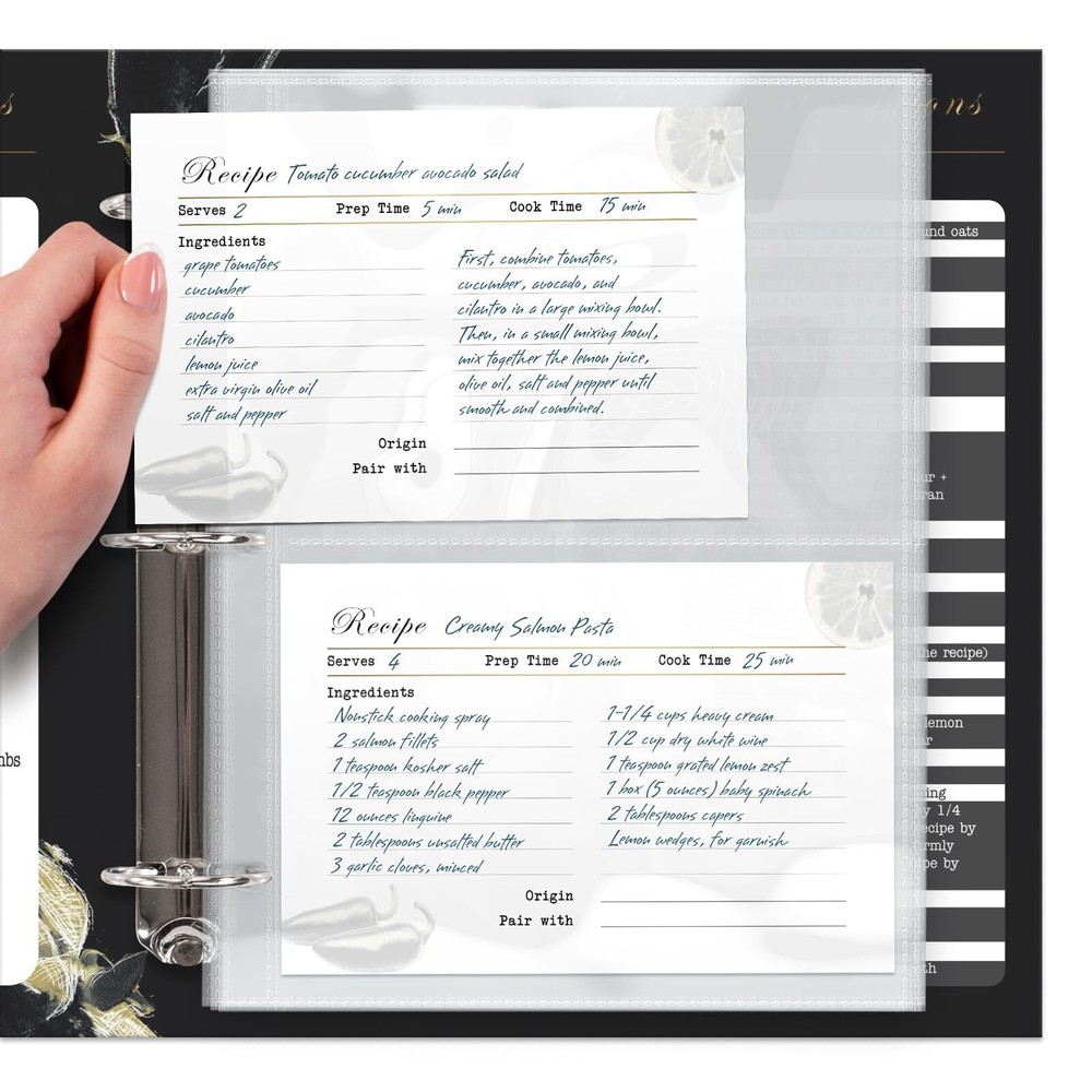 25Pack 4×6 Inch Recipe Card Protectors Clear Recipe Card Sleeves for 8.5×9.5 Inc
