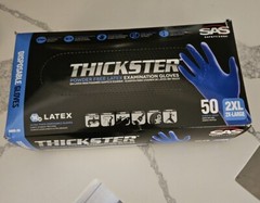 SAS Safety Thickster 2XL Powder Free Latex Gloves – 6605-20 Blue (50-Gloves)