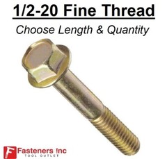 1/2-20 Fine Thread Grade 8 Flange Frame Bolt Yellow Zinc Plated 1/2″ Dia. NF