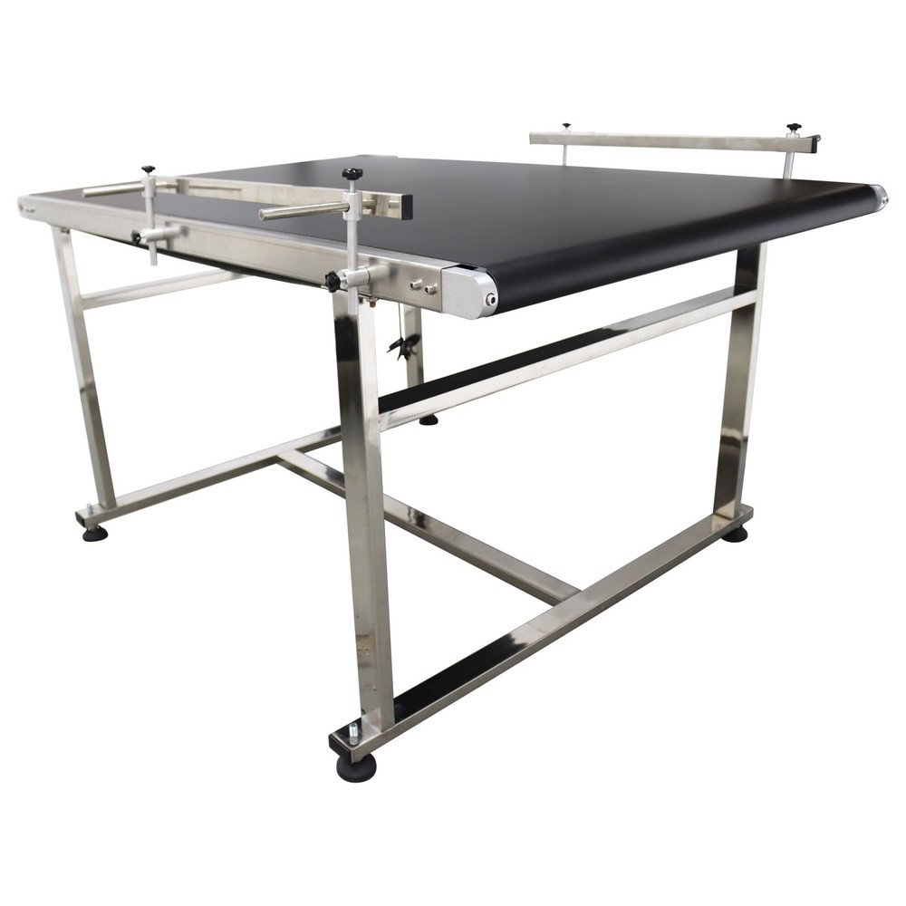 59×35.4″PVC Conveyor System w/Double Guardrails 55-66Lbs Load Packing Equipment