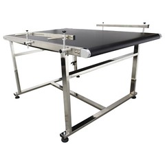59×35.4″PVC Conveyor System w/Double Guardrails 55-66Lbs Load Packing Equipment