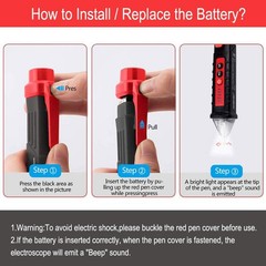 Voltage Electric Tester Volt Detector Test Pen Non-Contact Sensor AC DC 12-1000V