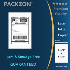 200 Shipping Labels 8.5×5.5 Straight Corner Self Adhesive 2 Per Sheet PACKZON®