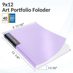 Sooez Art Portfolio 9″x12″, 40 Pockets Large Display Folder with 80 Pages