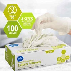 MedPride Latex Exam Gloves, Powder Free, Large, Box/100