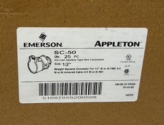 Emerson SC-50 NEER Straight Squeeze Type Connector 1/2″ PKG OF 25