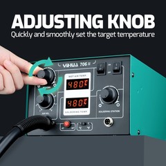 YIHUA 706-II T12 Digital Soldering Station Blower Hot Air Desoldering Rework Kit