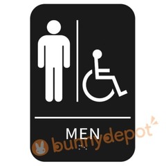 Men + Women Restroom Sign ADA Braille Self Adhesive with 3M Tape 9″ x 6″