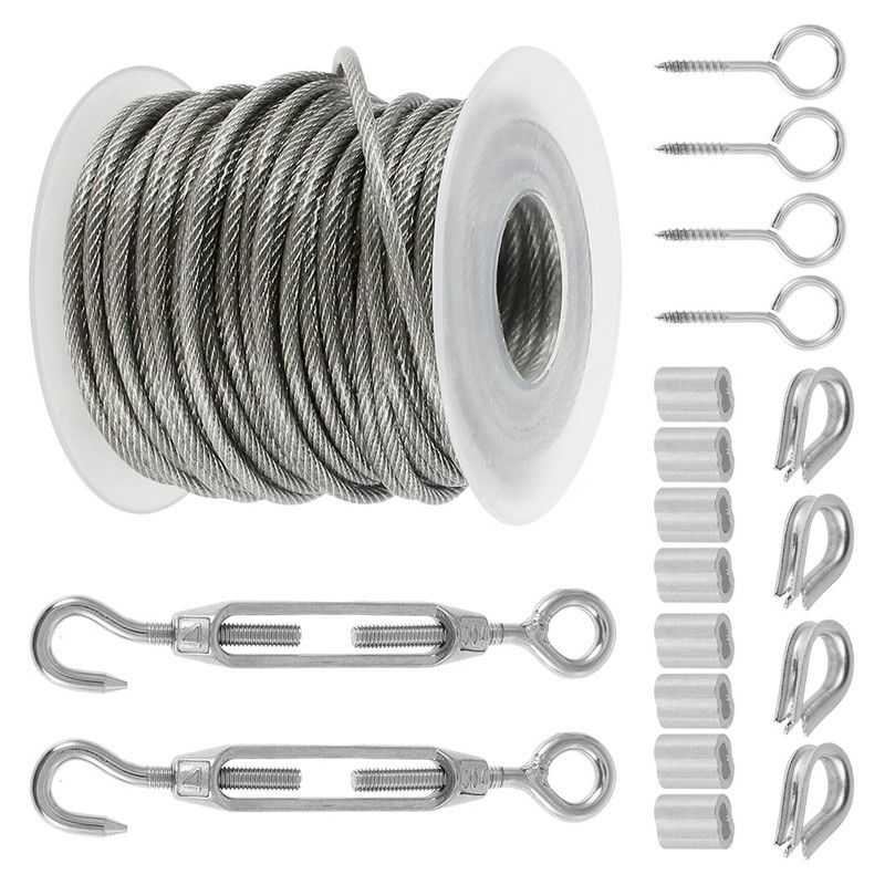 15/30m Stainless Steel PVC Coated Cable Rope Kit Heavy Duty Garden Fence Wire