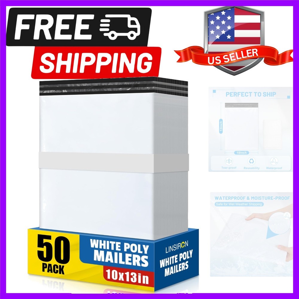 Poly Mailers 10×13 Inch 50 Pcs, Large Shipping Bags for Clothing, Waterproof …