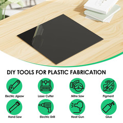 ABS Plastic Sheet 1/8 Inch Thick 12″ X 12″ Black Rigid Thermoplastic Board New