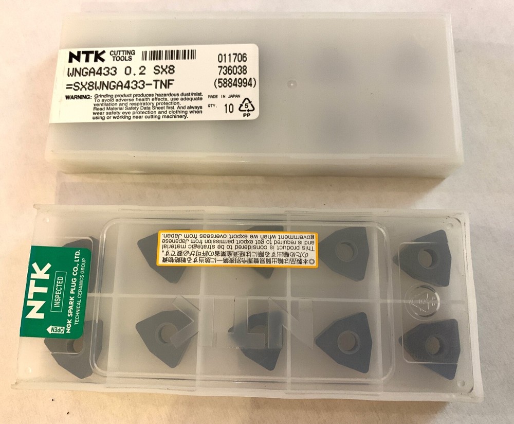 NTK Ceramic Inserts – WNGA 433 0.2 SX8 TNF – Qty. 10 – NEW