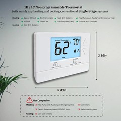 NonProgrammable Thermostat for Home, Digital Energy-Saving Thermostat,Single-Sta